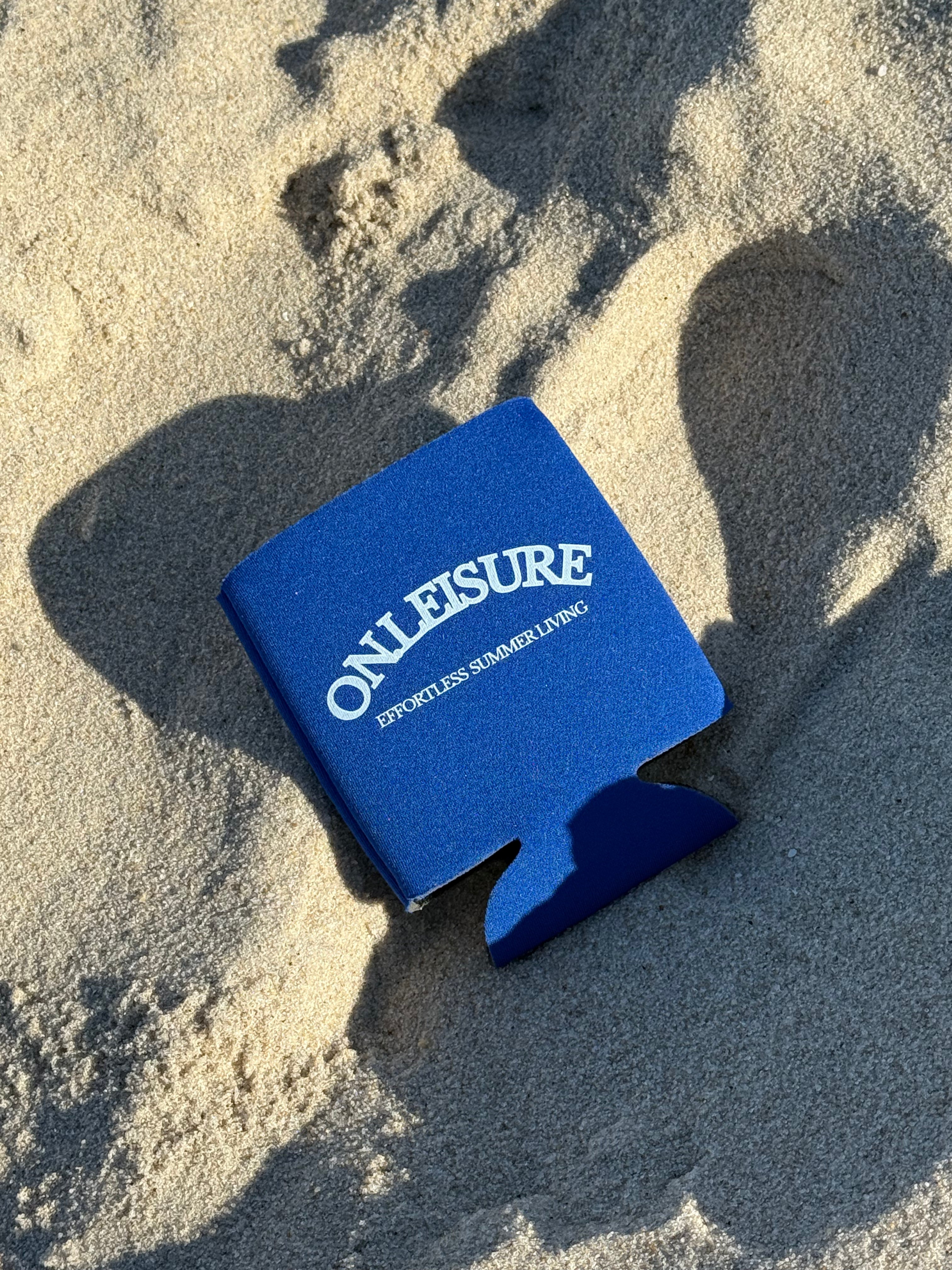 ON.LEISURE Blue Koozie — “Effortless Summer Living”